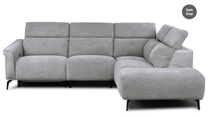 Gray corner sofa with electric feature on a white background