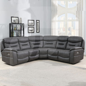 grey power reclining corner sofa